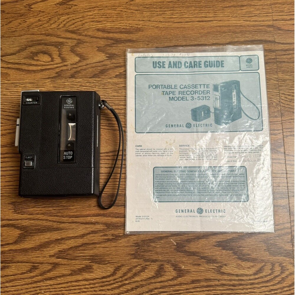 Vintage General Electric 3-5312A Cassette Recorder Tested, Partially Works